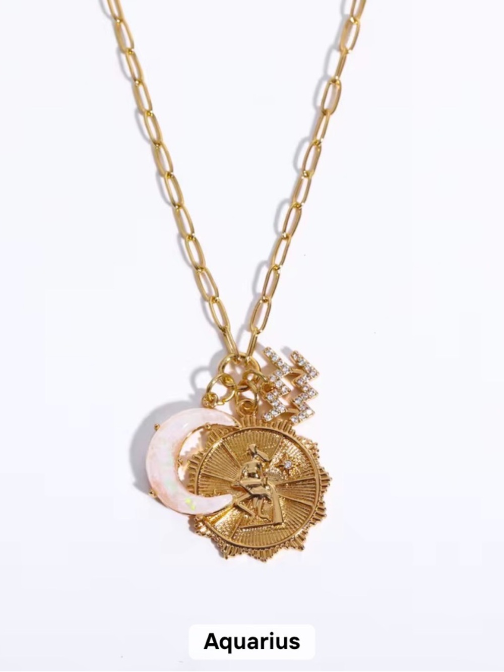 Gold Zodiac Coin Necklace (Pick 1) - Picture 10 of 10